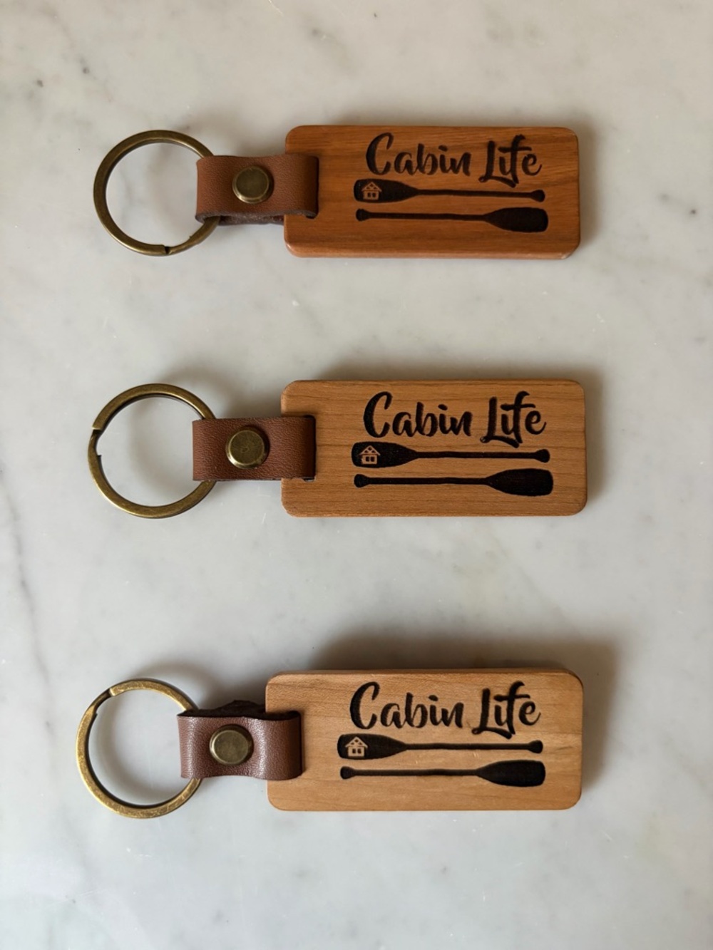 Cabin Life Wooden Keychain